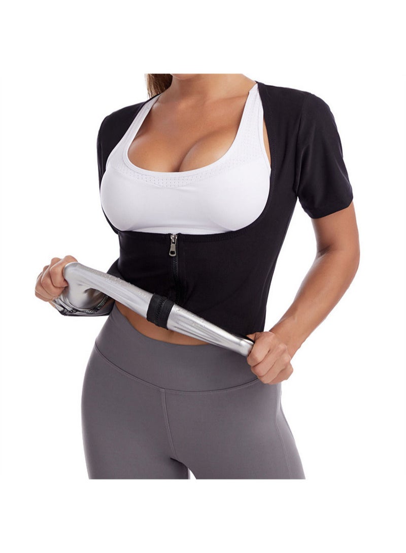 Sauna Suit for Women Weight Loss Sauna Shirt for Women Sweat Suit Waist Trainer Vest Fitness Body Shaper Zipper