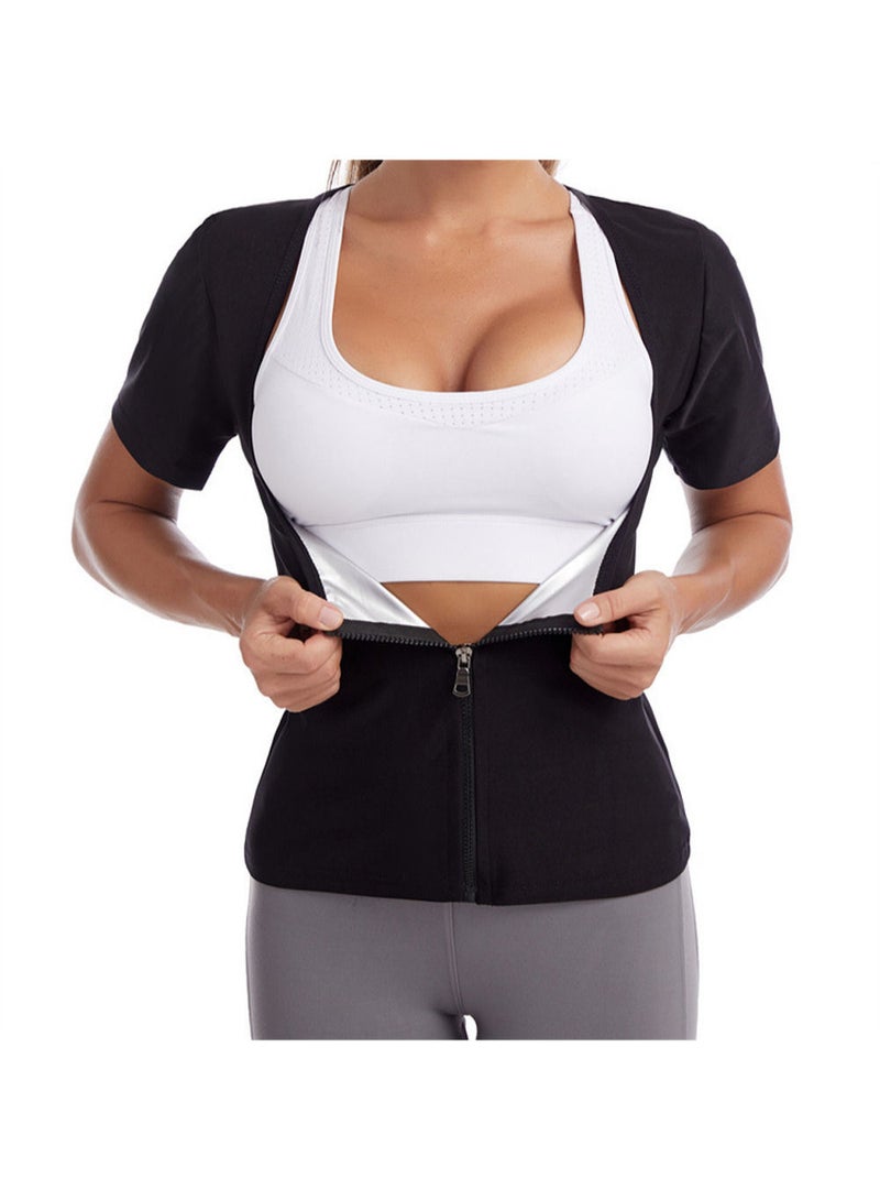 Sauna Suit for Women Weight Loss Sauna Shirt for Women Sweat Suit Waist Trainer Vest Fitness Body Shaper Zipper