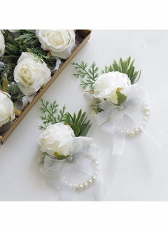 Excefore Women's Wrist Corsage, Wedding Groomsmen and Bridesmaids Corsages, Rose Wristlet Band, Bracelet for Women Bride Bridesmaid(2 PCS)  - Image 1