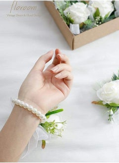 Excefore Women's Wrist Corsage, Wedding Groomsmen and Bridesmaids Corsages, Rose Wristlet Band, Bracelet for Women Bride Bridesmaid(2 PCS)  - Image 3
