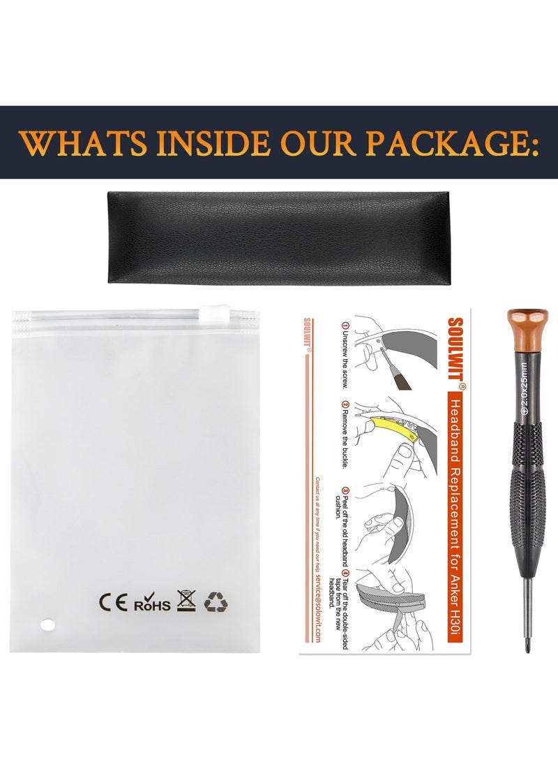 QIRG Headband Cover for Anker Soundcore H30i Headphones, Replacement Headstrap Pad Repair Part (Black) - Image 4