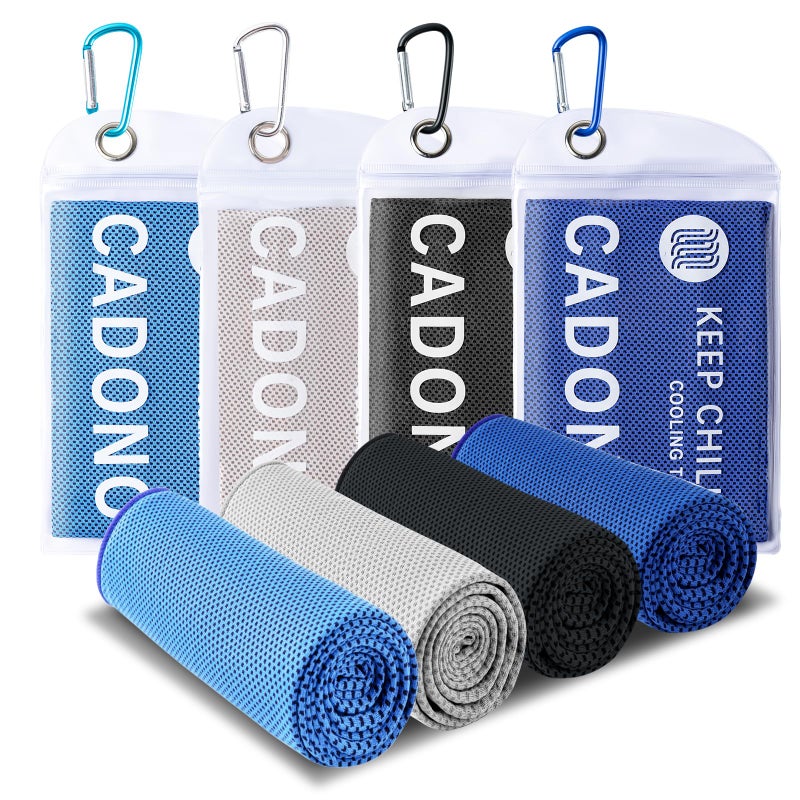 CADONO 4 Pack Cooling Towel (40"x12"), Soft Breathable Chilly Towel, Ice Towel, Microfiber Towel for Yoga, Sport, Running, Workout,Gym, Camping, Fitness, Workout & More Activities(Multicolor) - Image 1