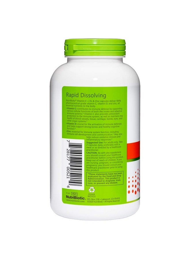 NutriBiotic - Vitamin C + Vitamin D3 & Zinc, 250 Capsules | Potent, Comprehensive Immune Support | Essential & Antioxidant Daily Supplement | Gluten & GMO Free - Image 4