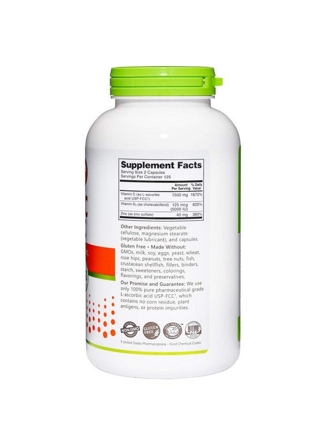 NutriBiotic - Vitamin C + Vitamin D3 & Zinc, 250 Capsules | Potent, Comprehensive Immune Support | Essential & Antioxidant Daily Supplement | Gluten & GMO Free - Image 5