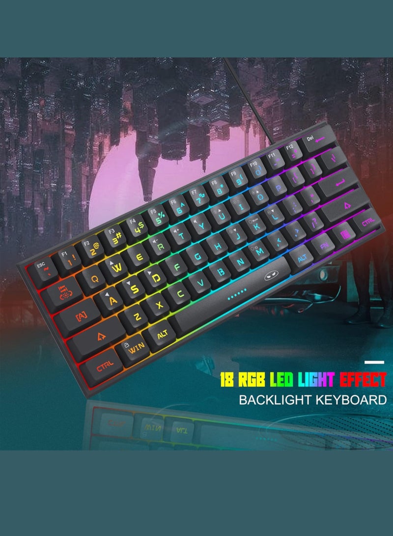 MageGee 60% Gaming Keyboard,Waterproof Ultra-Compact Mini 61 Keys Keyboard RGB Backlit Portable Computer Keyboard for Mac Windows Laptop Xbox PS PC (Black) - Image 2