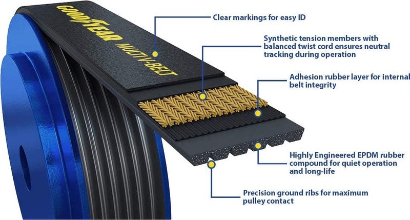 GOODYEAR 1060795 حزام سيربنتين، 6 شريط، 79.5" طول - Image 2