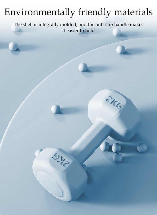 DUNISO A Pair of Dumbbells，Ladies' Fitness Dumbbells, Weightlifting Dumbbells, Portable and Practical，Sturdy and Durable，Used for Exercise, Muscle Building, Arm Slimming，2KG Each，Blue - Image 2