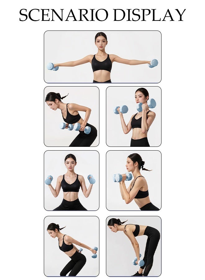 DUNISO A Pair of Dumbbells，Ladies' Fitness Dumbbells, Weightlifting Dumbbells, Portable and Practical，Sturdy and Durable，Used for Exercise, Muscle Building, Arm Slimming，2KG Each，Blue - Image 5