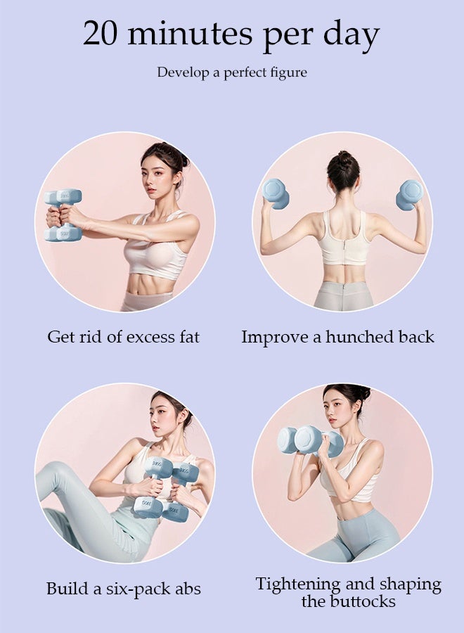 DUNISO A Pair of Dumbbells，Ladies' Fitness Dumbbells, Weightlifting Dumbbells, Portable and Practical，Sturdy and Durable，Used for Exercise, Muscle Building, Arm Slimming，2KG Each，Blue - Image 4