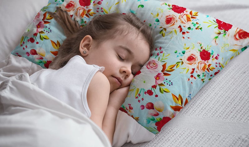 KRADYL KROFT Toddler Pillow with 100% Cotton Removable Cover - 20 X 15 Inches | Children Pillows | Baby Pillows - Floral Blu - Image 5