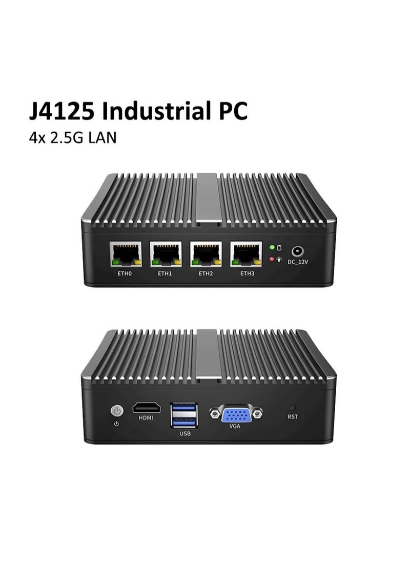AROAQ - Fanless Soft Router Celeron J4125 Mini PC Quad Core 4x Intel i225 2.5G LAN HDMI VGA pfSense Firewall Appliance ESXI AES NI - Image 1