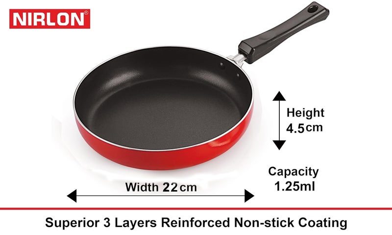 Nirlon Deep Kadhai and Fry Pan Non-Stick Aluminium Cookware Combo Set, 2.6mm_FP11_DKD(M)_DKD(B) - Image 2