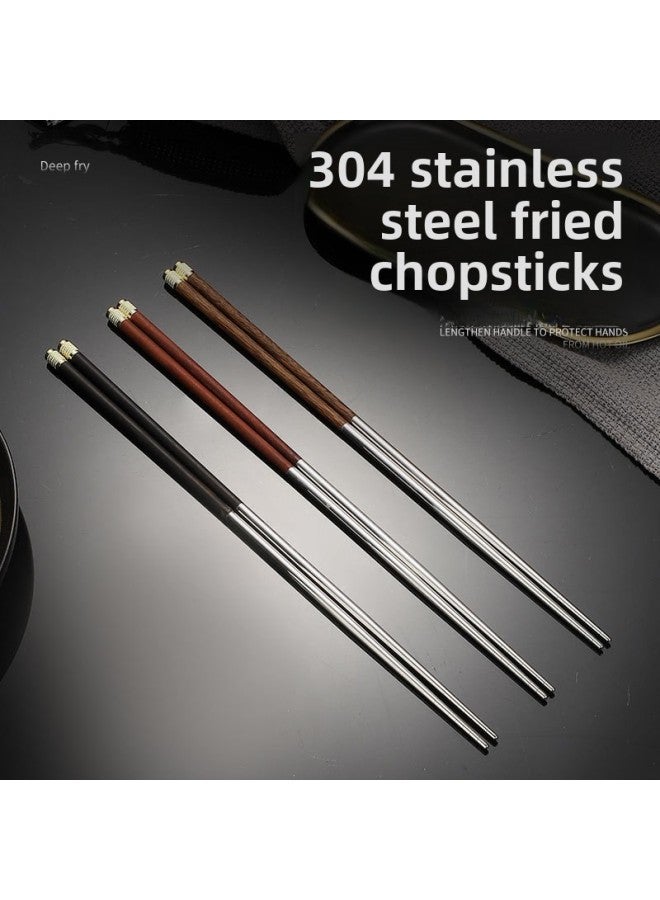 Chicken Wing Wood Solid Wood Chopsticks Household Copper Head Round Top Fu Restaurant Chopsticks Long Chopsticks Fish Noodles Chopsticks Hot Pot Chopsticks Wholesale-Specifications: Chicken Wing Wood 23cm  - Image 2