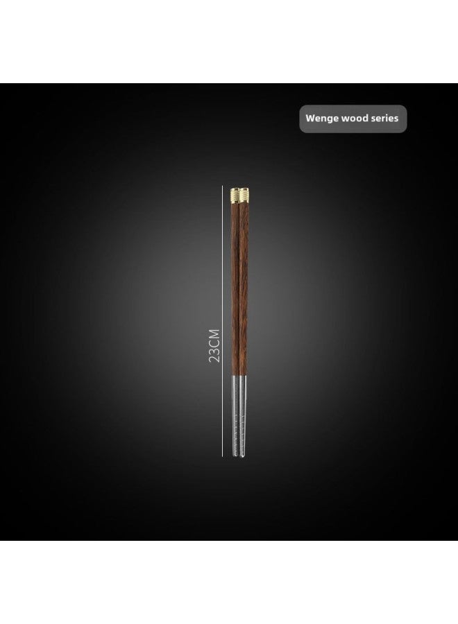 Chicken Wing Wood Solid Wood Chopsticks Household Copper Head Round Top Fu Restaurant Chopsticks Long Chopsticks Fish Noodles Chopsticks Hot Pot Chopsticks Wholesale-Specifications: Chicken Wing Wood 23cm  - Image 1
