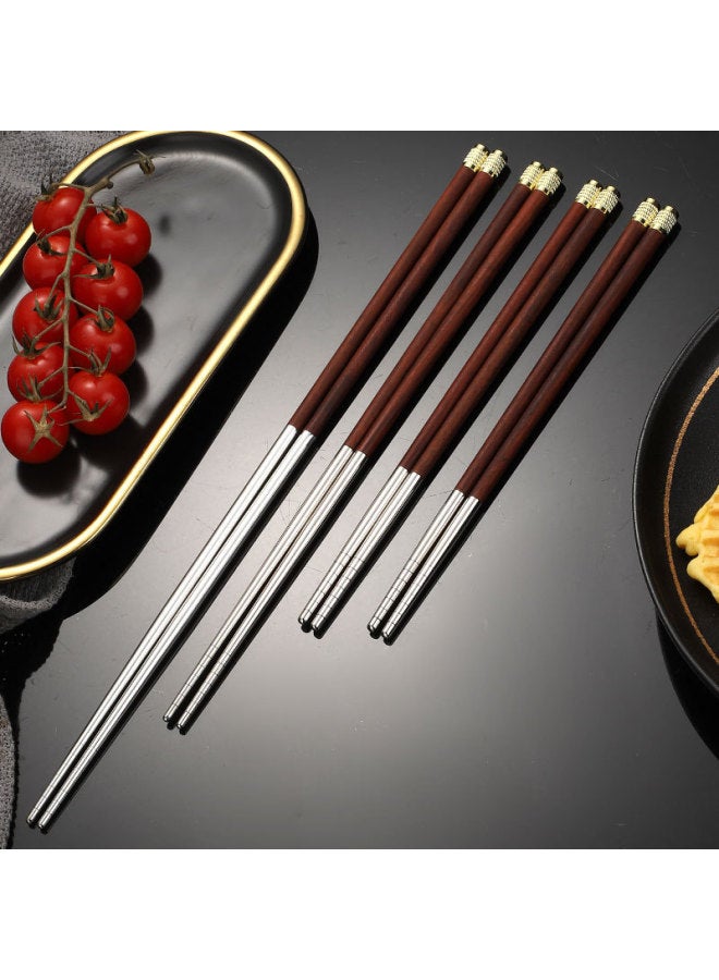 Chicken Wing Wood Solid Wood Chopsticks Household Copper Head Round Top Fu Restaurant Chopsticks Long Chopsticks Fish Noodles Chopsticks Hot Pot Chopsticks Wholesale-Specifications: Chicken Wing Wood 23cm  - Image 3