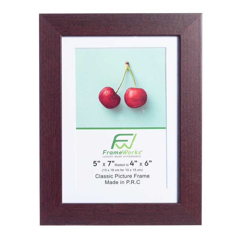 Frameworks 5x7 حصيرة إلى 4x6 إطارات الصور الخشبية الكلاسيكية مع الزجاج المقسى | الماهوجني | 2 عبوة - Image 4