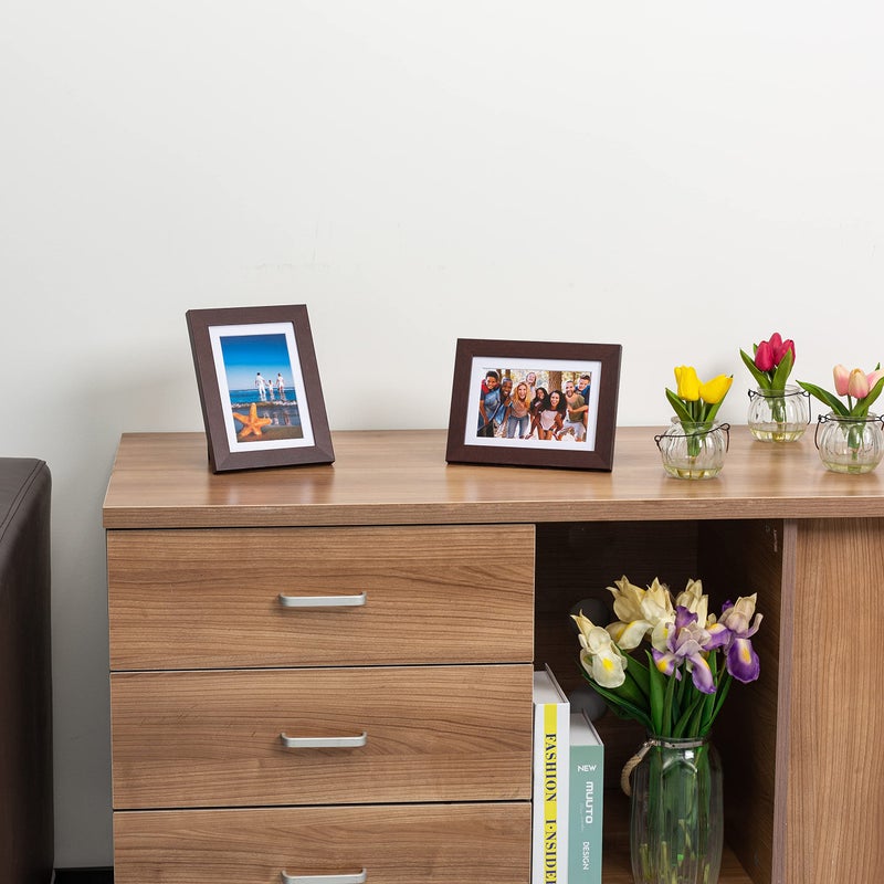 Frameworks 5x7 حصيرة إلى 4x6 إطارات الصور الخشبية الكلاسيكية مع الزجاج المقسى | الماهوجني | 2 عبوة - Image 5