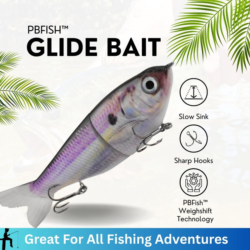 PB Fish PBFish Glide Bait Slow Sinking Wide S Motion Smooth Glide Strong Hooks 6 Inches Bass Musky Pike Big Fish (Shad) - Image 3