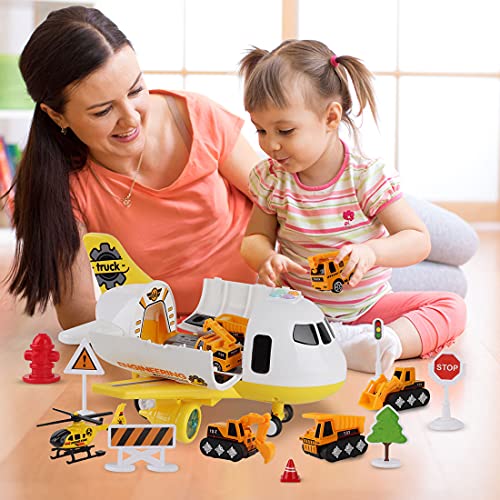 Dwi Dowellin Construction Airplane Toys,Car Toys Set with Light and Sound，Great Birthday Gifts for 3 4 5 6 Years Old Boys (Medium) - Image 5