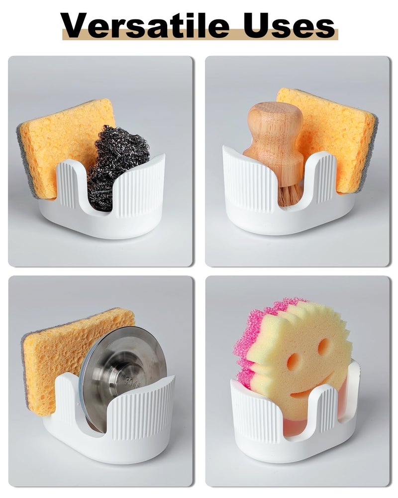 BekPooQ Diatomite Sponge Holder with 2 Slot Design â€“ Quick Drying, Absorbent & Space-Saving Organizer for Kitchen Sponges, Scrubbers & Brushes â€“ Keeps Sponges Dry and Countertop Clean, Bright White - Image 5