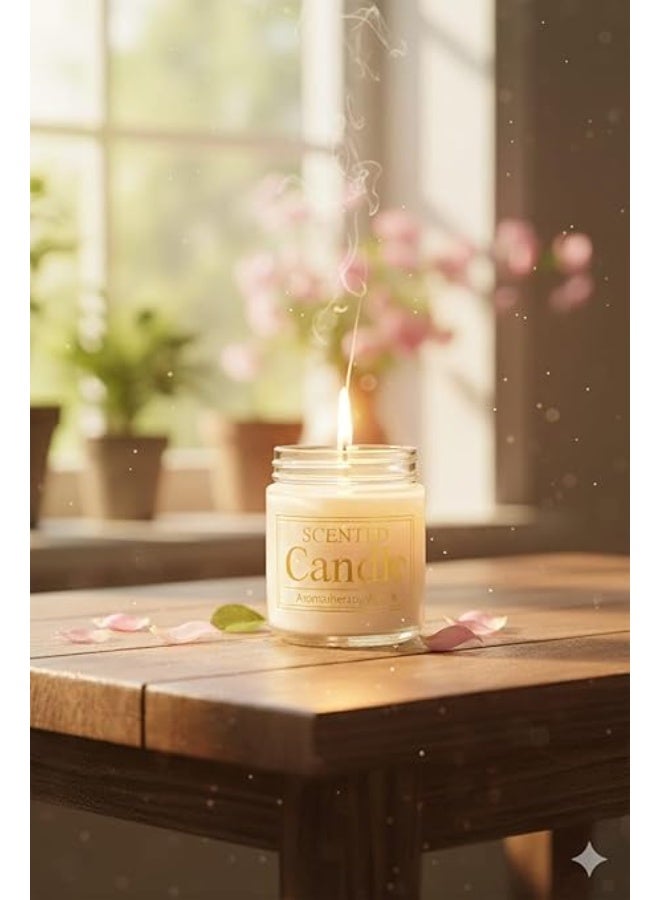 Spaceshoop LUXURY Aromatherapy Candle for Stress Relief Natural Wax Scented Candle in Gold Lid Jar Long Lasting Hour Burn Perfect Gift for Women with white color and Aromatic Herb - Image 4