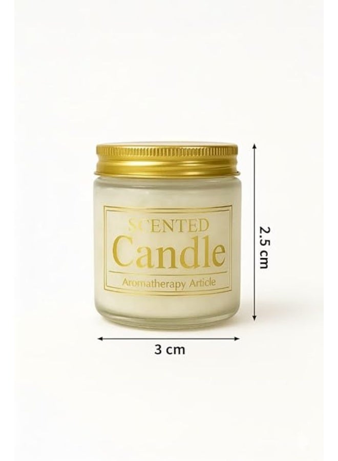 Spaceshoop LUXURY Aromatherapy Candle for Stress Relief Natural Wax Scented Candle in Gold Lid Jar Long Lasting Hour Burn Perfect Gift for Women with white color and Aromatic Herb - Image 2