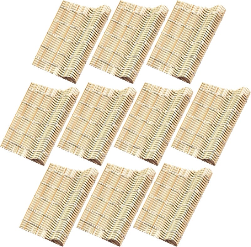 Fusion Select 10 Pk Bamboo Sushi Mat  Sushi Roller Mat for Making Shaping  Molding Sushi Roll  Kimbap  FoodSafe Sushi Making Supplies Tools  Accessories  Made of Natural Bamboo  95x95 - Image 1