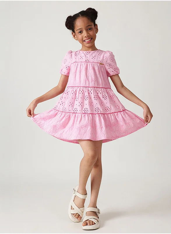 One Friday One Friday Girls Pink A-Line Short Sleeve Solid Dress