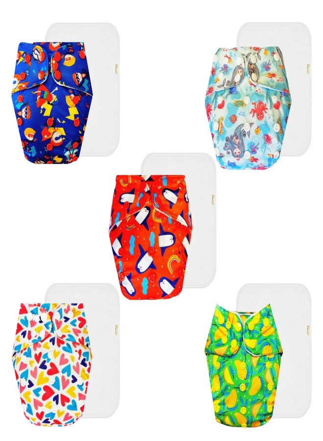 Dumbledo Premium Cloth Diaper with Cotton Insert (Pack of 5) | Hypoallergenic | Breathable | Travel Friendly | Perfect for Indian Summers | 3 Months - 3 Years | Unisex Baby - Image 1
