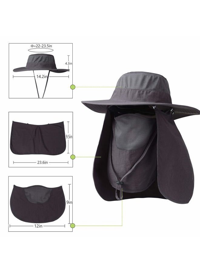 KOOLSOLY (Dark Gray) - KOOLSOLY Outdoor Sun Cap for Men Women,Fishing Hat UPF 50+ UV Sun Protection with Removable Neck Flap, Face Cover Mask & Windproof Strip, Sun Hat for Outdoor Sports & Travel - Image 5