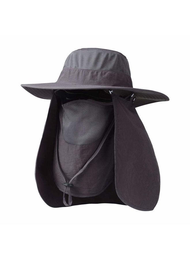 KOOLSOLY (Dark Gray) - KOOLSOLY Outdoor Sun Cap for Men Women,Fishing Hat UPF 50+ UV Sun Protection with Removable Neck Flap, Face Cover Mask & Windproof Strip, Sun Hat for Outdoor Sports & Travel - Image 1
