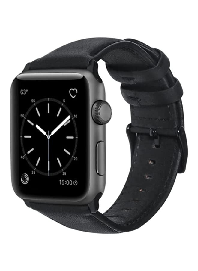 Band For Apple Watch Series 8 | 7 41mm | SE 2 | 6 | SE | 5 | 4 40mm | 3 | 2 | 1 38mm Oil Wax Genuine Leather Strap Watch Band Black - Image 1