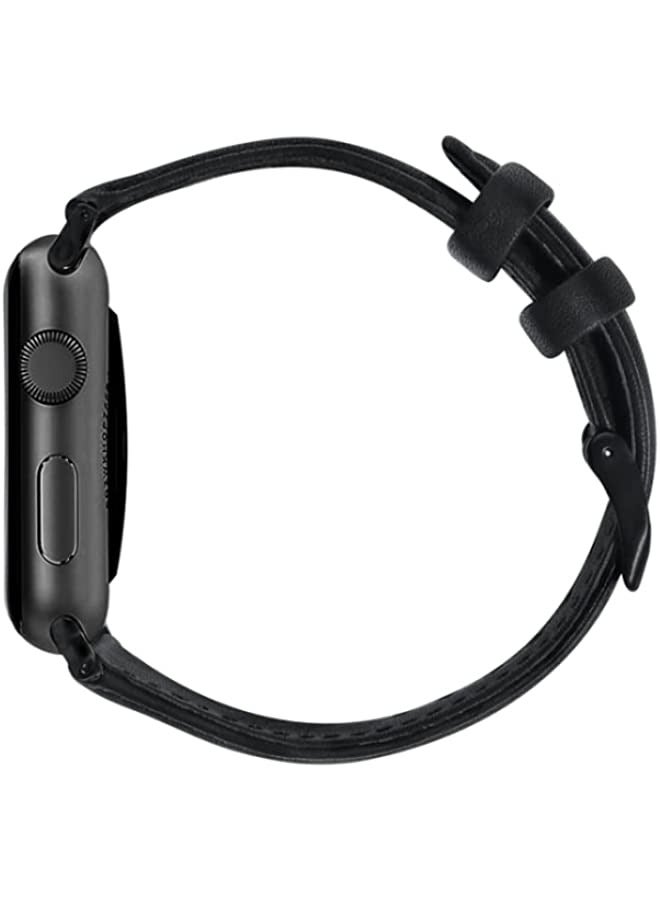 Band For Apple Watch Series 8 | 7 41mm | SE 2 | 6 | SE | 5 | 4 40mm | 3 | 2 | 1 38mm Oil Wax Genuine Leather Strap Watch Band Black - Image 3