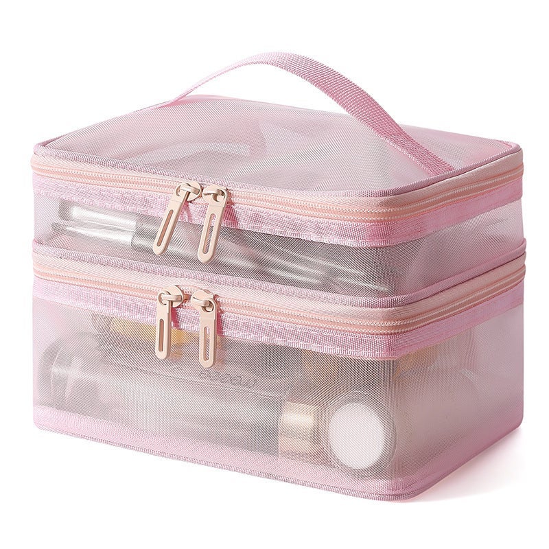 New Large-Capacity Portable Toiletry Bag Travel Multi-Layer Mesh Bag Storage Bag Portable Transparent Makeup - Image 5