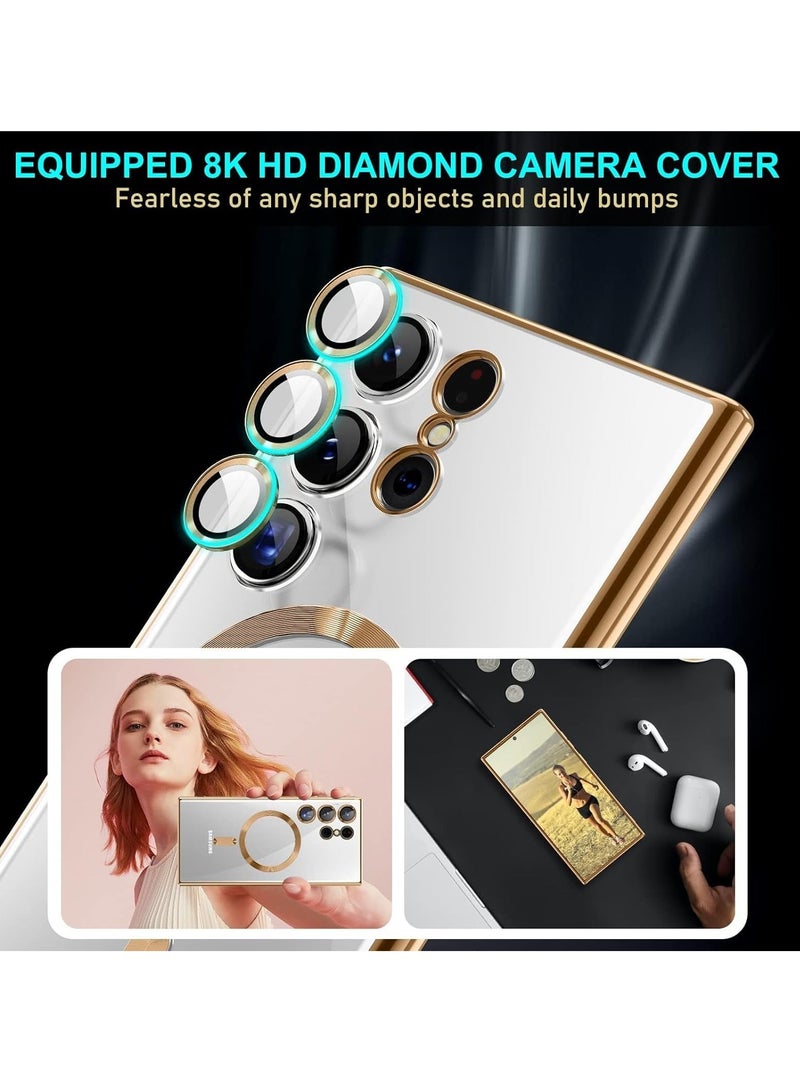 TIGER Case Compatible with Samsung Galaxy S25 Ultra (6.8") – Clear Magnetic Case with Wireless Charging Support – Camera Protection & Soft TPU Cover – Shockproof, Scratch-Resistant, Anti-Yellowing Slim Case for Galaxy S25 Ultra Gold - Image 3