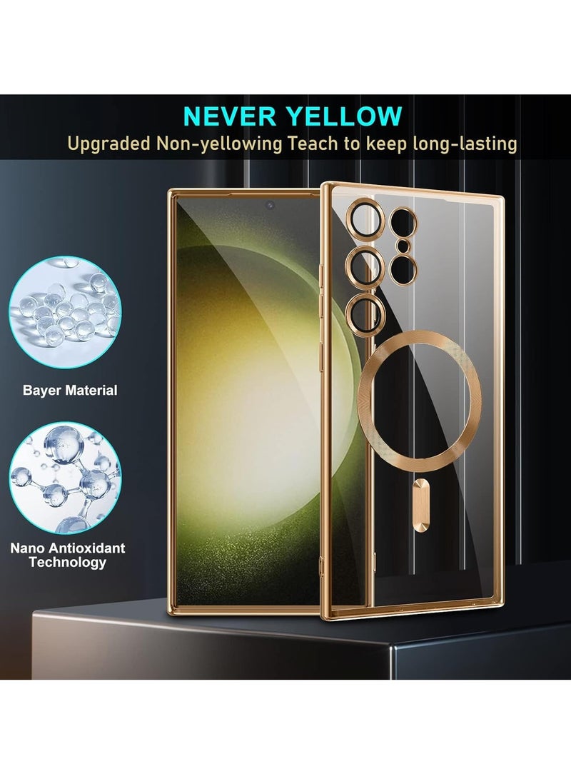 TIGER Case Compatible with Samsung Galaxy S25 Ultra (6.8") – Clear Magnetic Case with Wireless Charging Support – Camera Protection & Soft TPU Cover – Shockproof, Scratch-Resistant, Anti-Yellowing Slim Case for Galaxy S25 Ultra Gold - Image 2