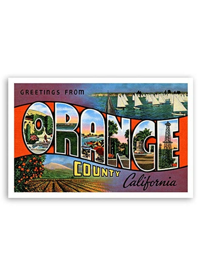 Postcard Fair - Greetings From Orange County, Ca Vintage Reprint Postcard Set Of 20 Identical Postcards. Large Letter Orange County, California Name Post Card Pack (Ca. 1930'S-1940'S). Made In Usa. - Image 1