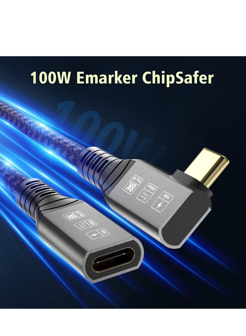 SYOSI USB 4 Type-c Male Angle to Female Extension Cable Ultra HD 8K 60Hz 100W Charging 40Gbps Data Transfer Compatible with External SSD eGPU USB-C Docking - Image 5