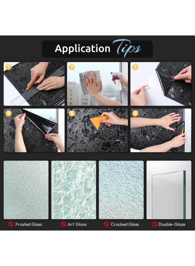 Blackout Window Film Total Blackout Privacy Heat Control Stained Glass Design, 90cm x 3m - Image 5