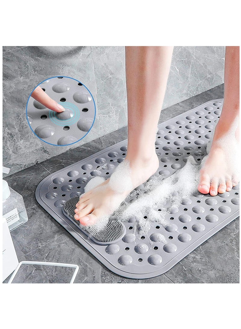 الرائد حصيرة استحمام، حصيرة حمام غير滑 مع أكواب شفط وفتحات تصريف، حصيرة فرك القدمين للحمام، تدليك القدمين، 40 سم × 70 سم (بيج) - Image 5