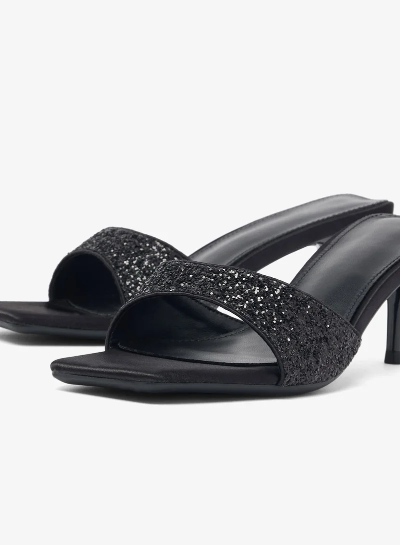 Ella Limited Edition Black Rhinestone Detail Sparkle High Heel Sandals for Women | Best Price UAE