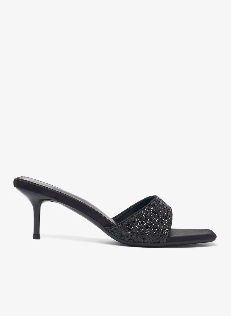 Ella Limited Edition Black Rhinestone Detail Sparkle High Heel Sandals for Women | Best Price UAE