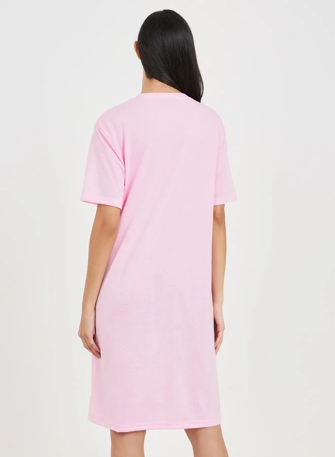 Styli Be Happy Floral Print Sleep T-shirt Dress
