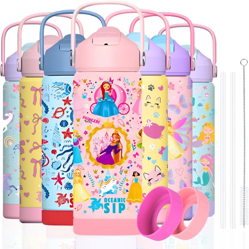 OCEANIC Kids Stainless Steel Water Bottle 550ml 18oz Double-Wall Vacuum Insulated 304 Stainless steel Water Bottle BPA FREE Leak Proof Kids School Water Flask (Princess 550ml) Field test upgraded craftsmanship - Image 1