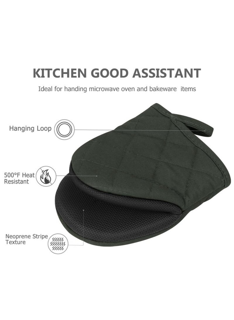 Arabest 1 Pair Short Oven Mitts - Silicone Kitchen Oven Gloves High Heat Resistant, Mini Oven Mits with Non-slip Grip Surfaces and Hanging Loop for BBQ, Baking, Cooking and Grilling (Black) - Image 3