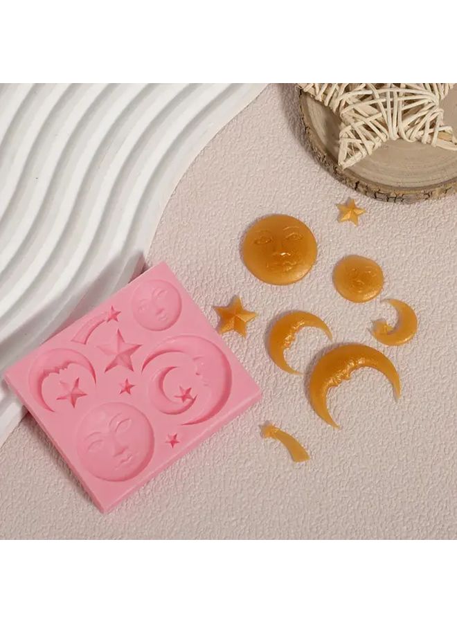 Model E 873 Star Moon Face Silicone Mold For Chocolate Fondant Cake Decor - Image 1