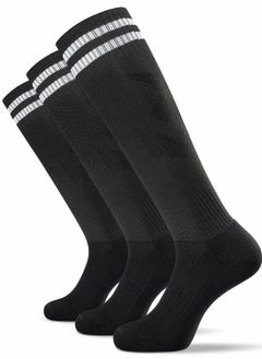 Generic 3 Pairs Men's Sports Socks Soccer Anti-slip Football Breathable Athletic Rugby Hockey Socks, One Size  - Image 1