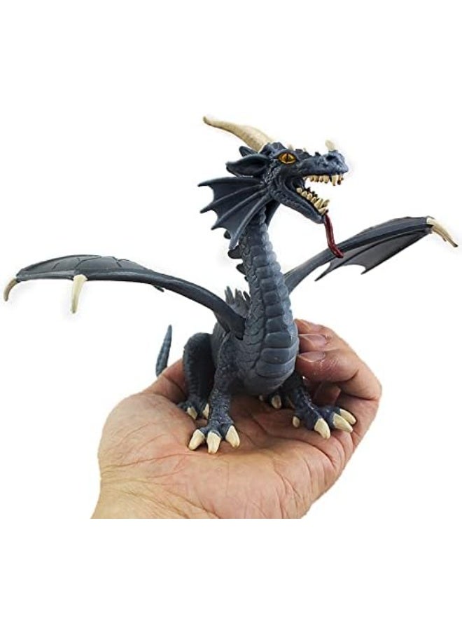 هالامودو التنين الطائر الأزرق نموذج حيوان، التنين القوي الواقعي تمثال، لعبة مخلوق الخيال الأزرق، شكل عمل التنين، لعبة الأطفال التعليمية، لعبة بركة الماء، أولاد الفتيات هدية عيد ميلاد هدية هدية هدية، 17*14*13.5 سم - Image 2