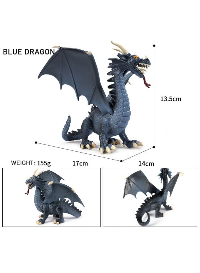 هالامودو التنين الطائر الأزرق نموذج حيوان، التنين القوي الواقعي تمثال، لعبة مخلوق الخيال الأزرق، شكل عمل التنين، لعبة الأطفال التعليمية، لعبة بركة الماء، أولاد الفتيات هدية عيد ميلاد هدية هدية هدية، 17*14*13.5 سم - Image 1