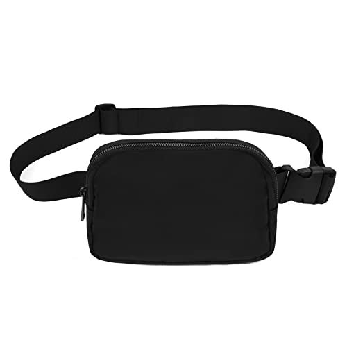 VOROLO Fanny Pack For Men And Women Christmas Gift Crossbody Bag For Men Belt Bag with Adjustable Strap for Sports Silver Zipper Black - Image 1